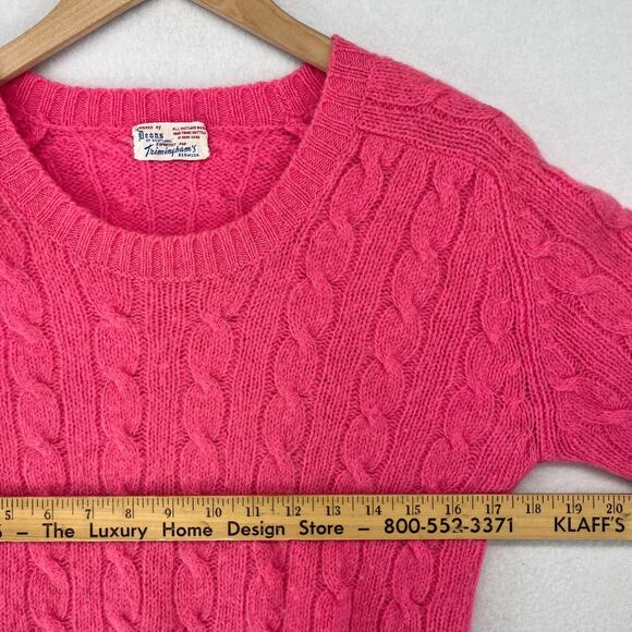 DEANS OF SCOTLAND Sweater S TRIMINGHAMS BERMUDA Cable Shetland Wool Pink HK VTG - Picture 11 of 13